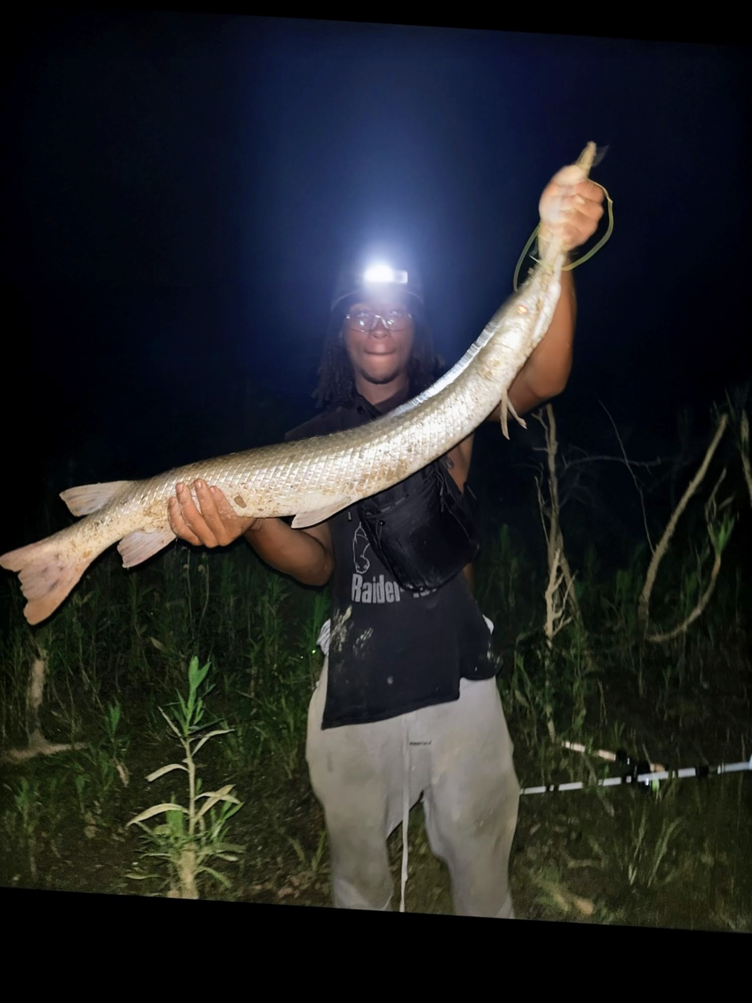 Longnose gar river catch